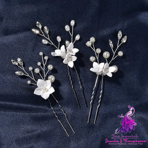 White Flower U Shaped Hairpins