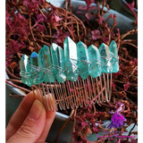 Colorful Green Crystal Hair Comb