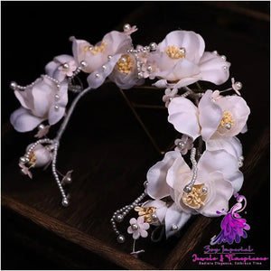 Handmade Beaded Petal Hair Band For The Bride