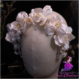 Handmade Beaded Petal Hair Band For The Bride