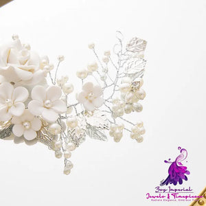 Floral Vine Pearl Hair Band for Brides