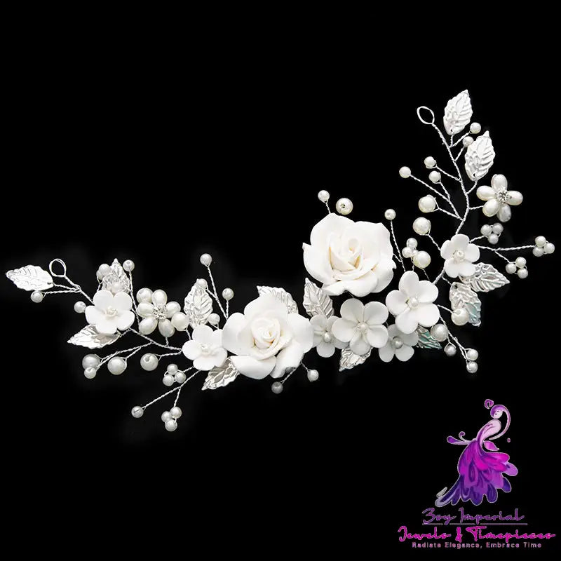 Floral Vine Pearl Hair Band for Brides