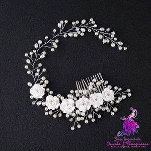 Floral Vine Pearl Hair Band for Brides