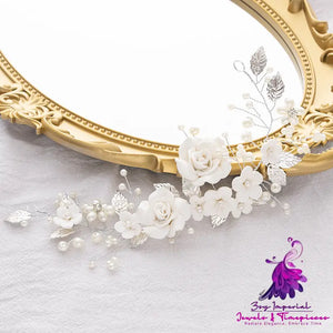 Floral Vine Pearl Hair Band for Brides