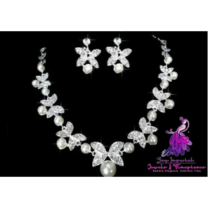 Butterfly Bridal Pearl Jewelry Set