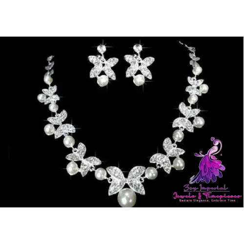 Butterfly Bridal Pearl Jewelry Set