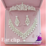 Korean Bridal Crown Pearl Necklace Set