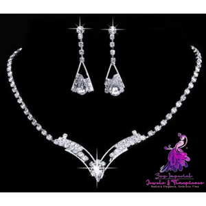 Simple Crystal Diamond Wedding Jewelry Set