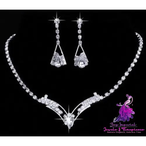 Simple Crystal Diamond Wedding Jewelry Set