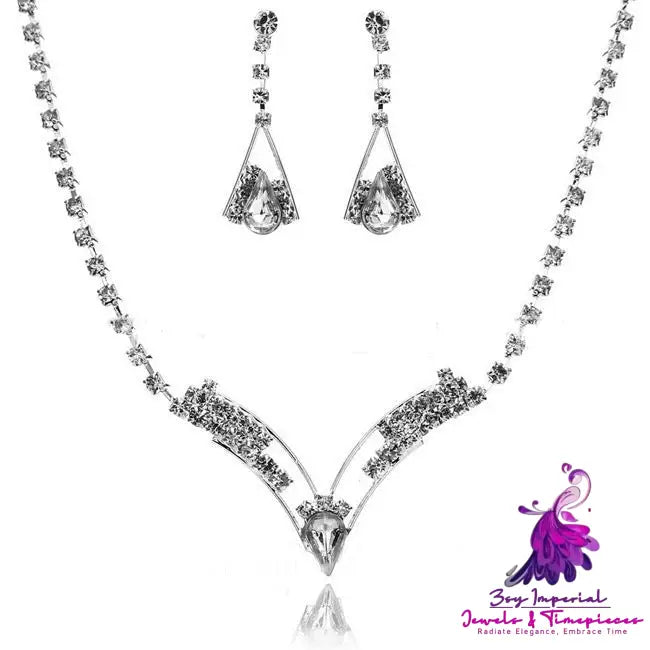 Simple Crystal Diamond Wedding Jewelry Set