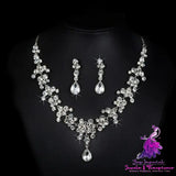 Korean Wedding Diamond Necklace Earrings Set