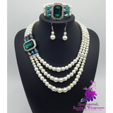 Diamond Gemstone Pearl Bridal Jewelry Set