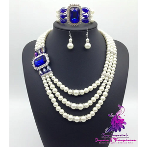 Diamond Gemstone Pearl Bridal Jewelry Set