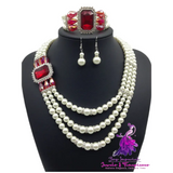 Diamond Gemstone Pearl Bridal Jewelry Set