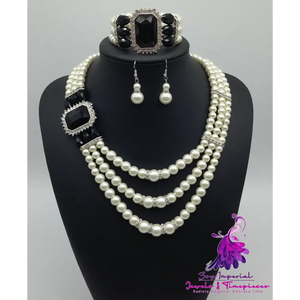 Diamond Gemstone Pearl Bridal Jewelry Set