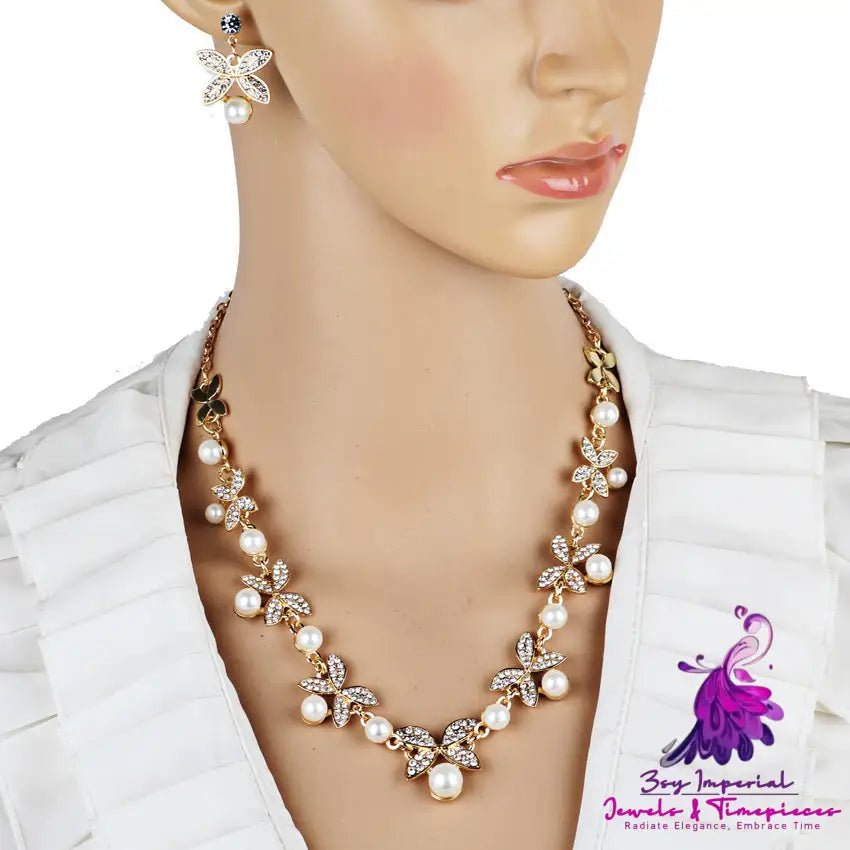 Pearl Butterfly Bridal Jewelry Set