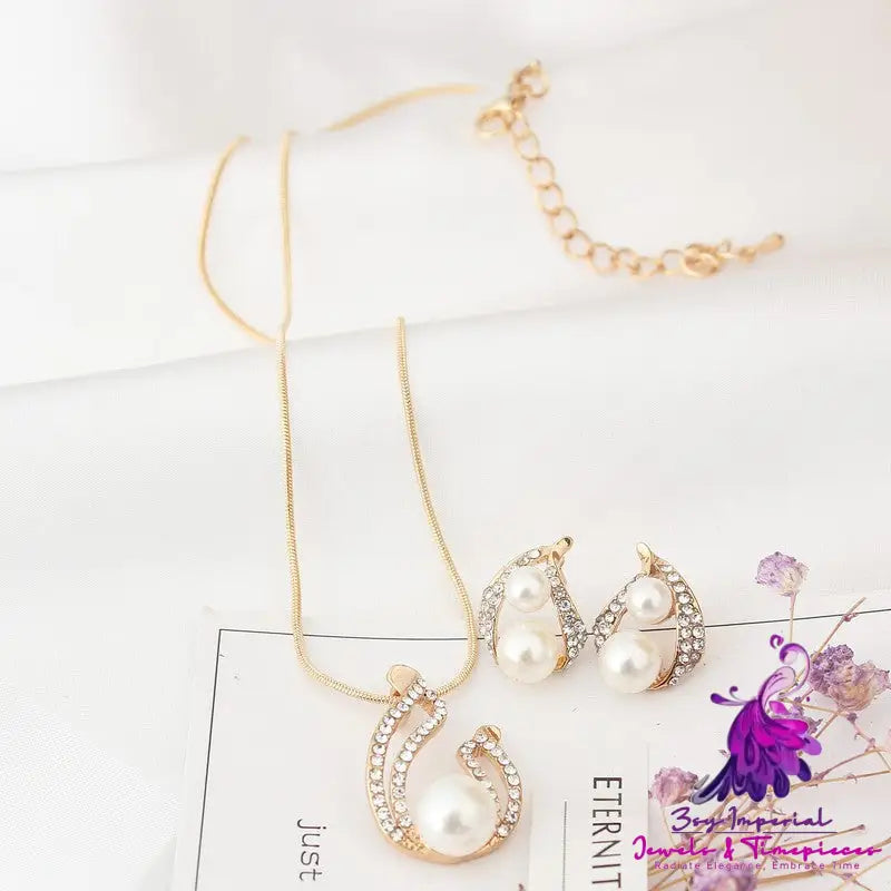 Exquisite Pearl Water Drop Bridal Jewelry Set