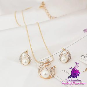 Exquisite Pearl Water Drop Bridal Jewelry Set