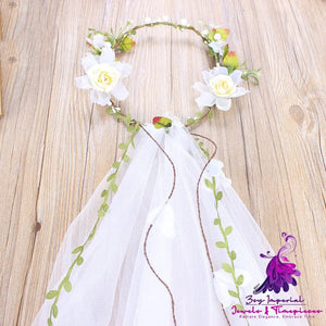 Handmade White Rose Rattan Wreath