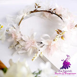 Handmade White Rose Rattan Wreath