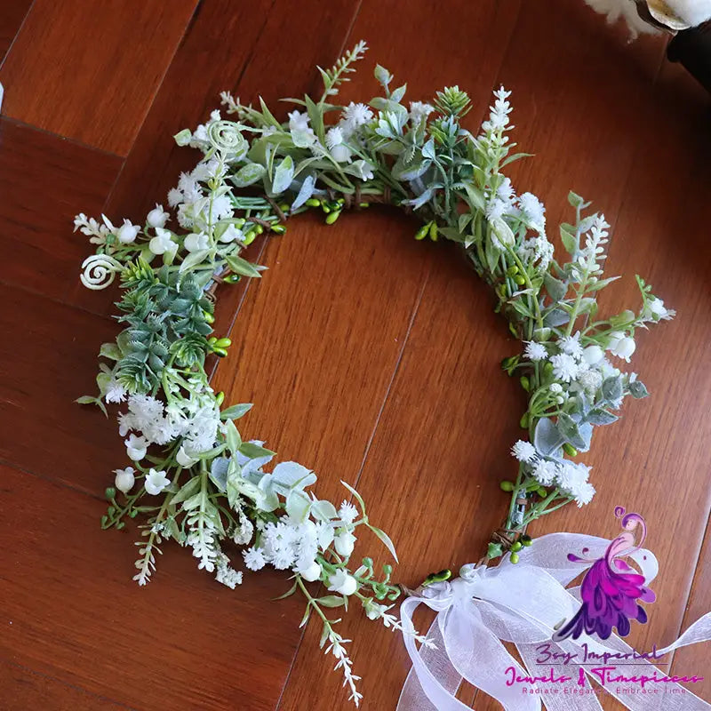 Leaf Bridal Wreath Headwear for Ins Forest