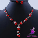 Rose Alloy Bridal Jewelry Set