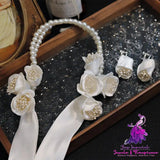 Bride’s White Temperament Satin Hair Accessory