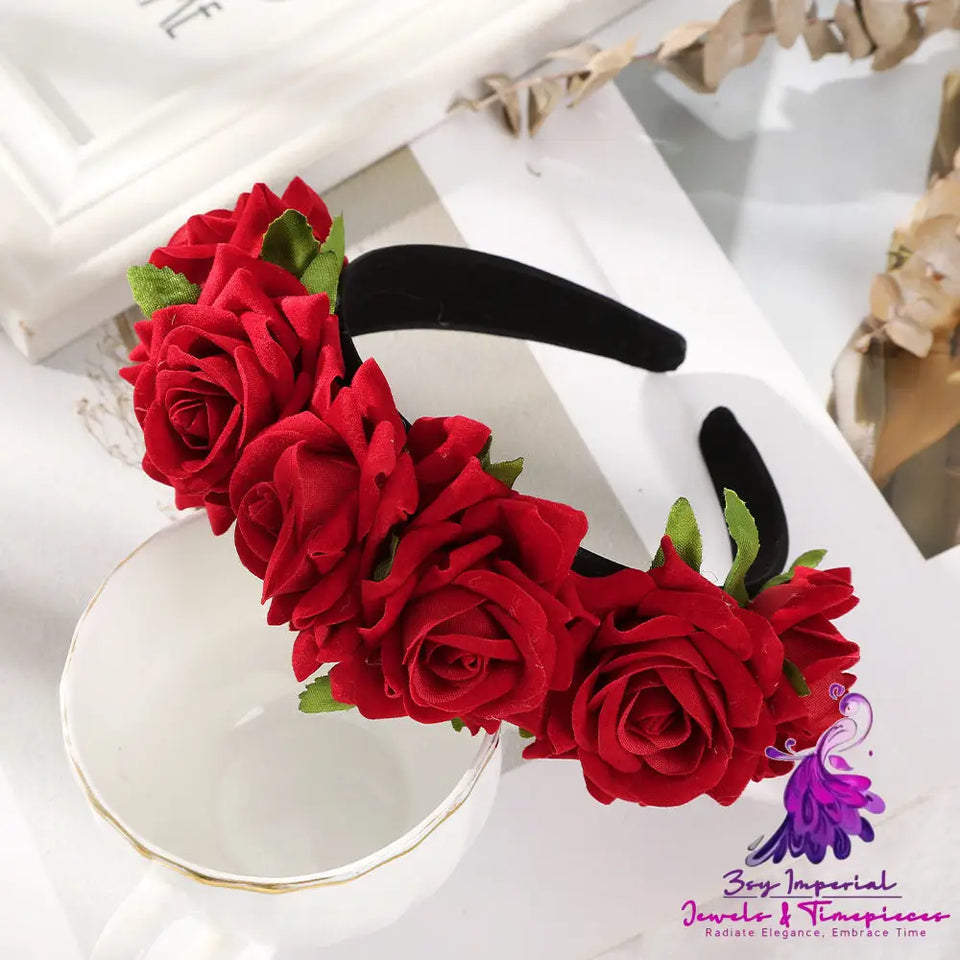 Rose Head Hoop Bride Jewelry