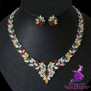 Bride Zircon Necklace Earring Set