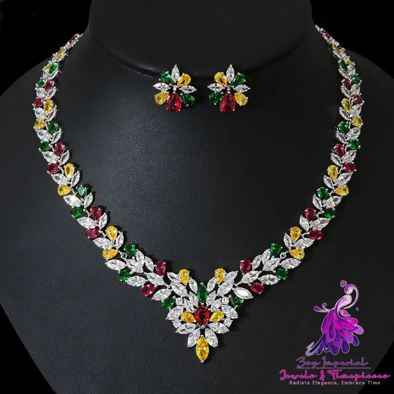 Bride Zircon Necklace Earring Set