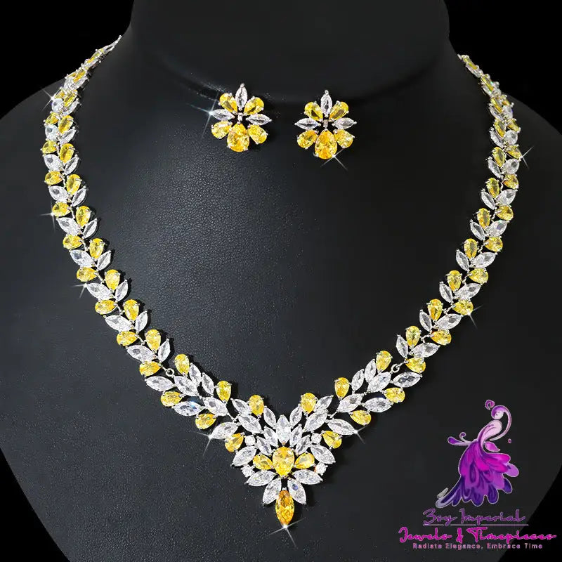 Bride Zircon Necklace Earring Set