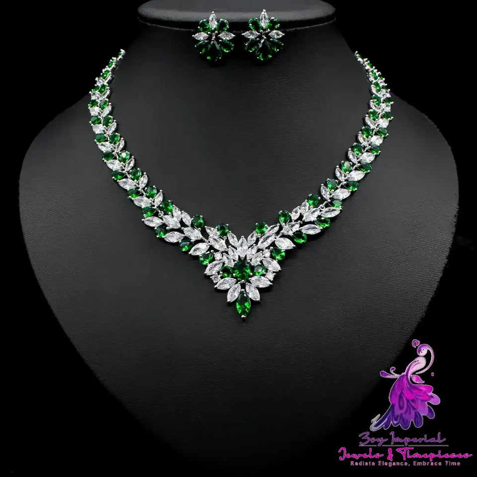 Bride Zircon Necklace Earring Set