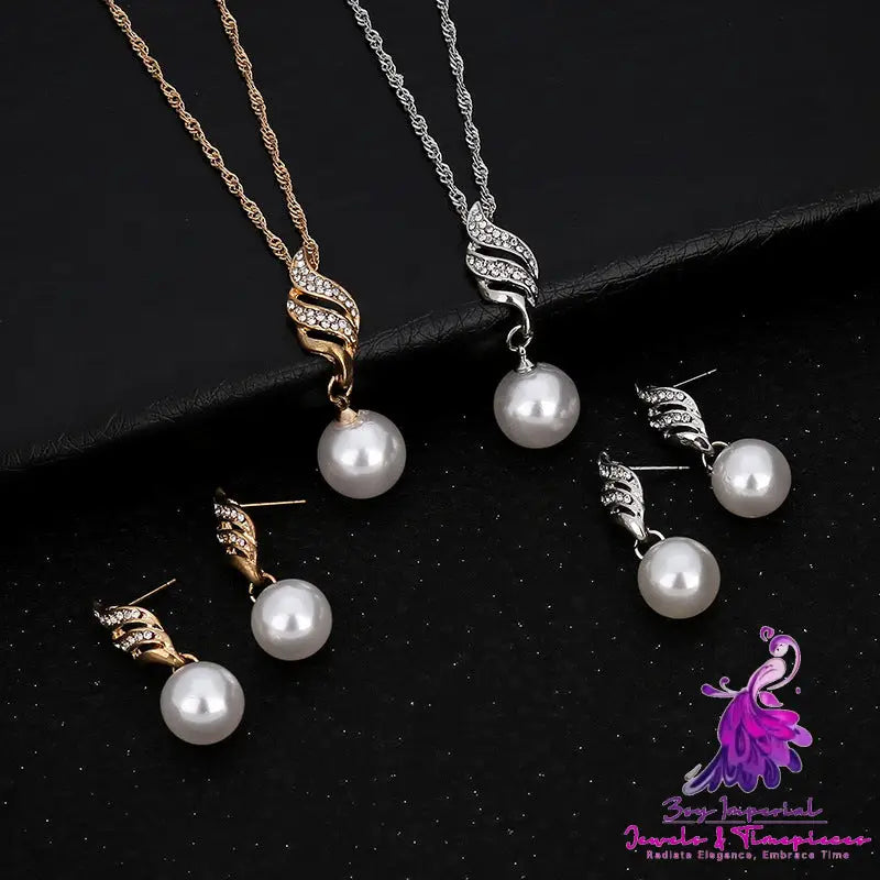 Pearl Diamond Bridal Jewelry Set