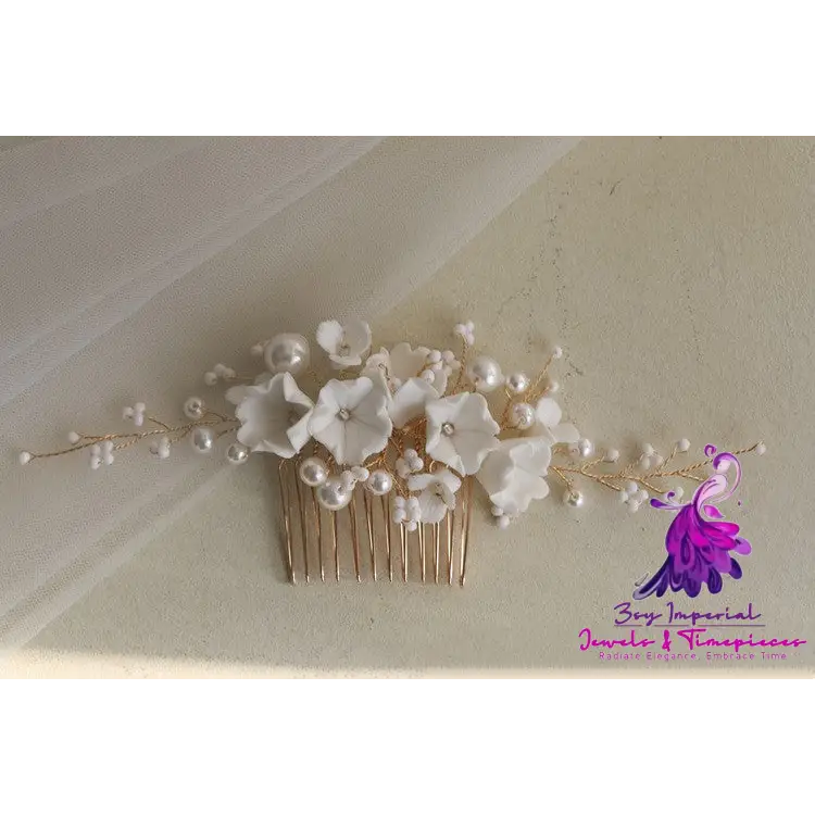 Bride’s Ceramic Flower Hair Comb