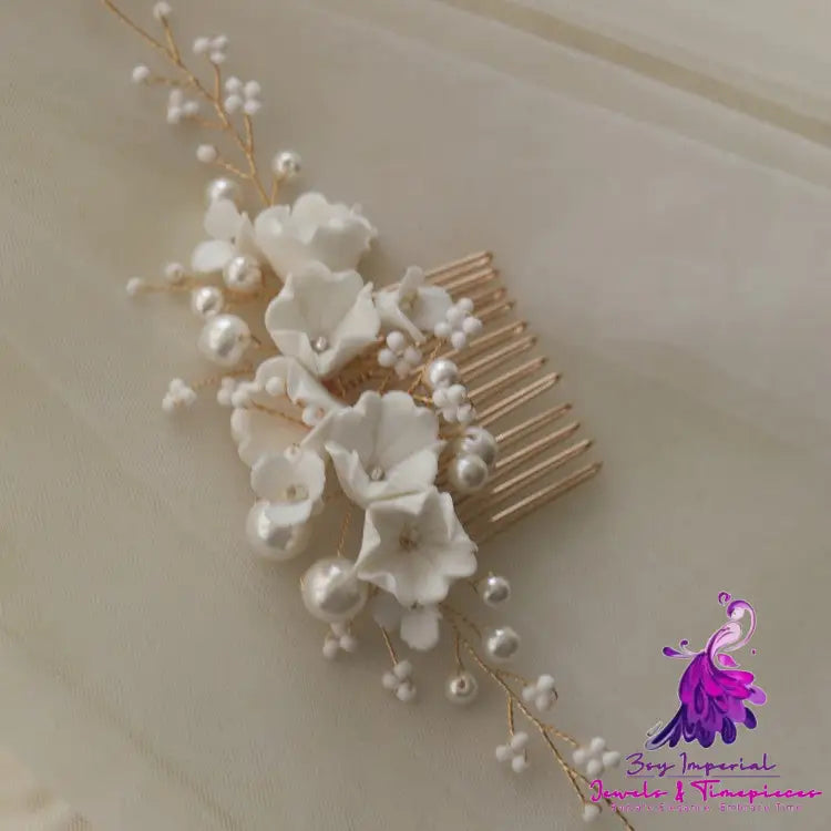 Bride’s Ceramic Flower Hair Comb