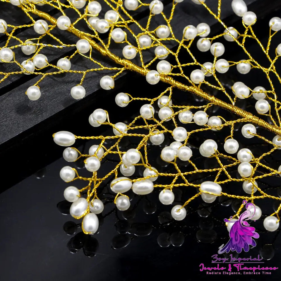 Handmade Pearl Leaves Headdress