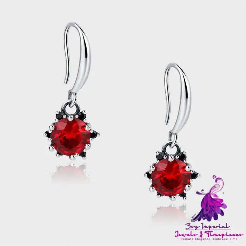 Bright Red Sunflower Earrings