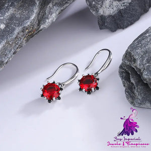 Bright Red Sunflower Earrings