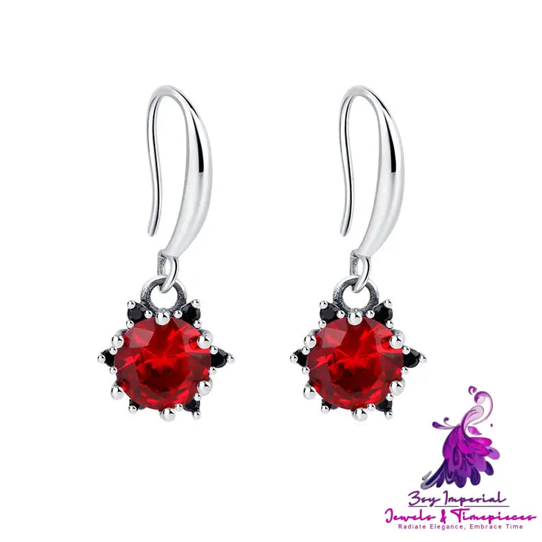 Bright Red Sunflower Earrings