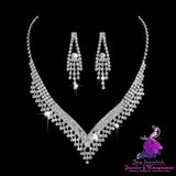 Brilliant Full Diamond Zircon Water Drop Necklace Eardrop