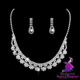 Brilliant Full Diamond Zircon Water Drop Necklace Eardrop