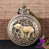 Carved Hollow Bronze Pocket Watch