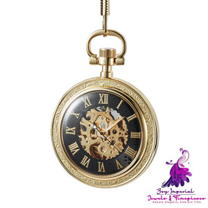 Glossy Bronze Semi-automatic Pocket Watch