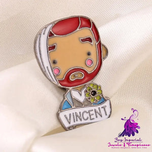 Van Gogh Cartoon Oil Drip Brooch