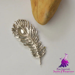 Vintage Diamond Feather Brooch