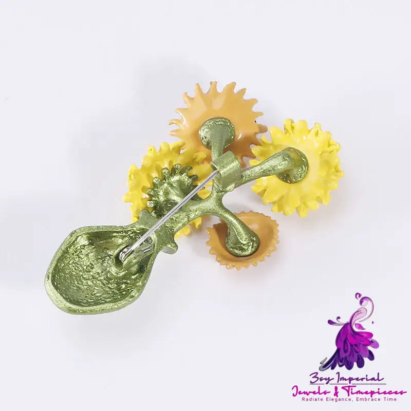 Sunflower Vase Brooch