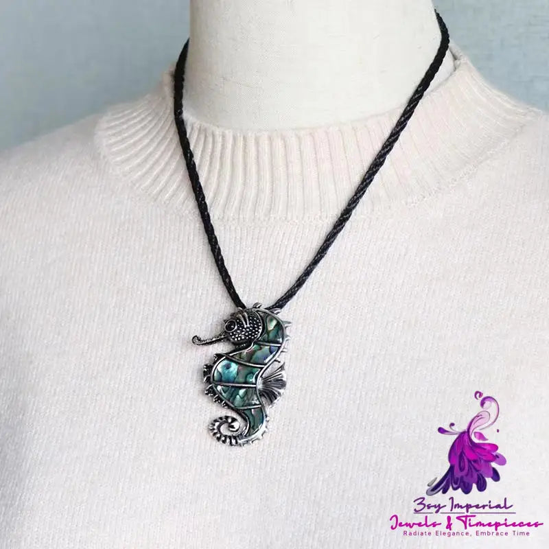 Abalone Shell Seahorse Brooch