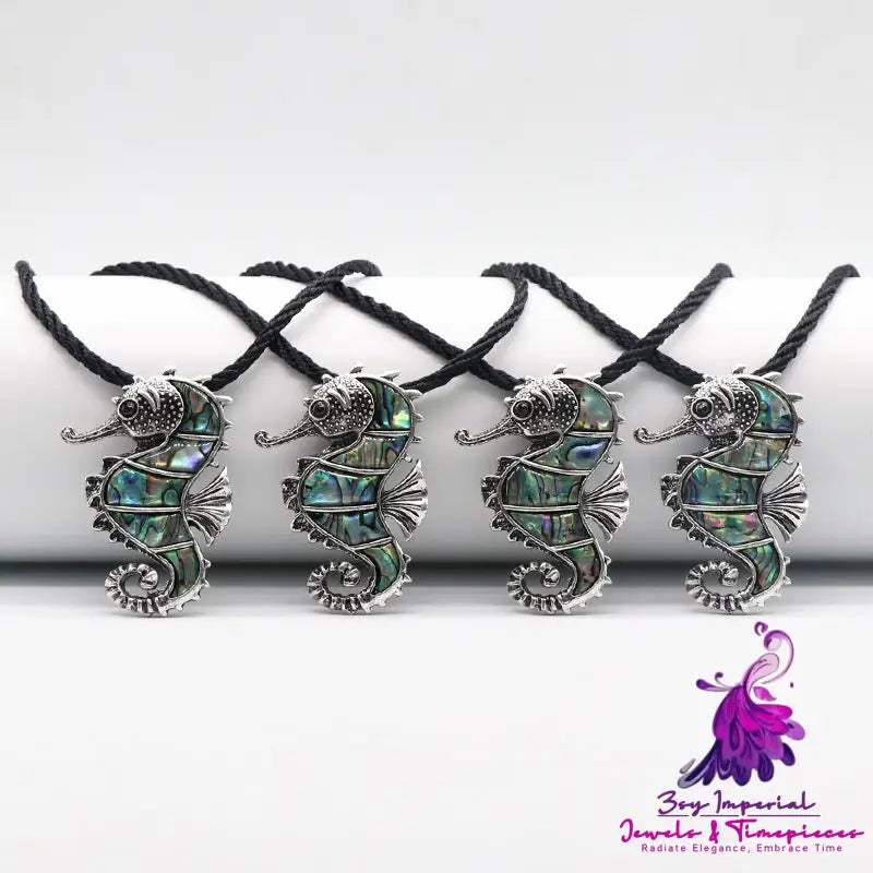 Abalone Shell Seahorse Brooch