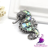 Abalone Shell Seahorse Brooch