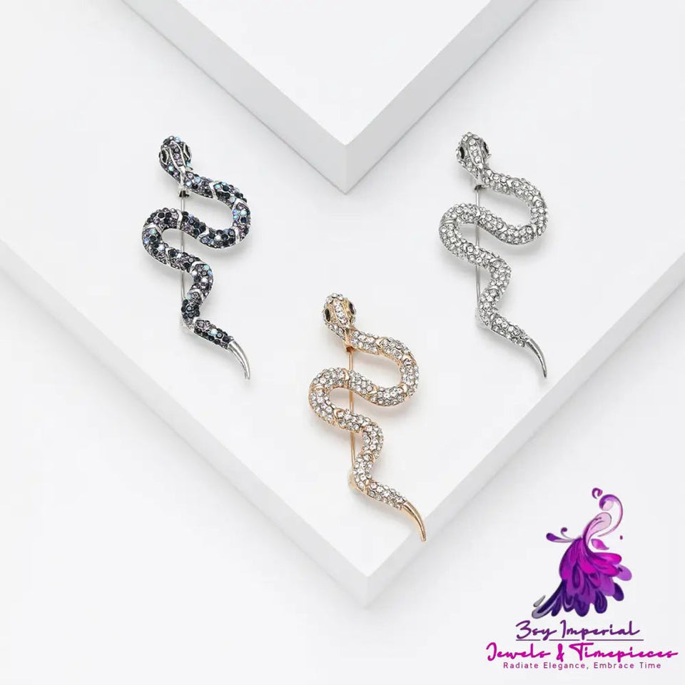 Korean Style Creative Rhinestone Snake Brooch Ins Fashion